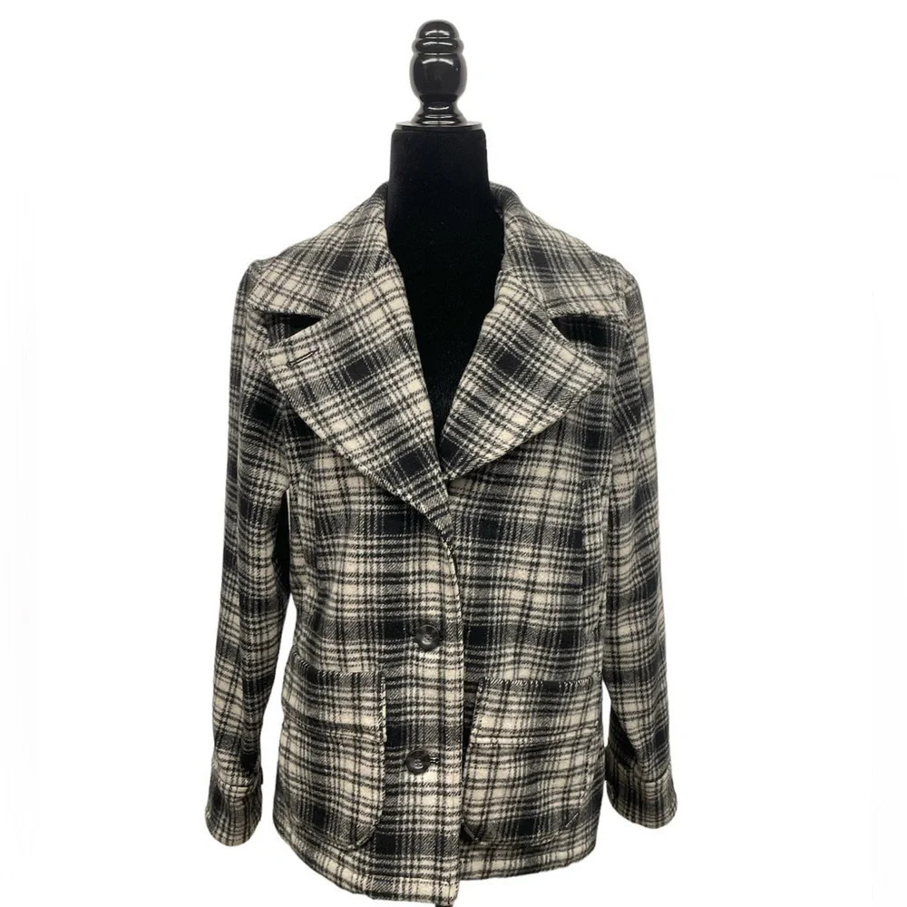 Woolrich women wool plaid peacoat medium
